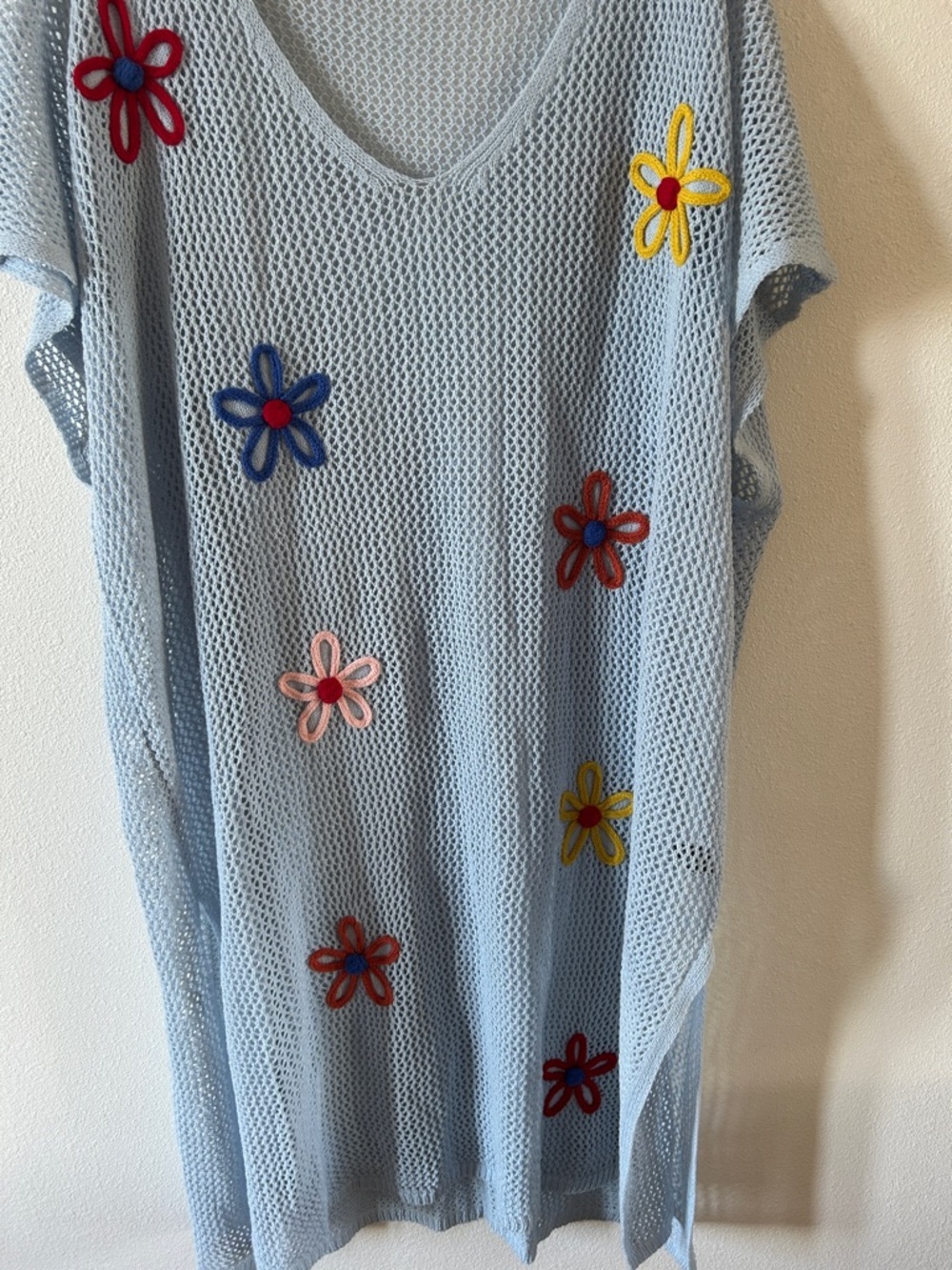 BloomChic Light Blue Open-Knit Sweater Cover-Up - Picture 3 of 6